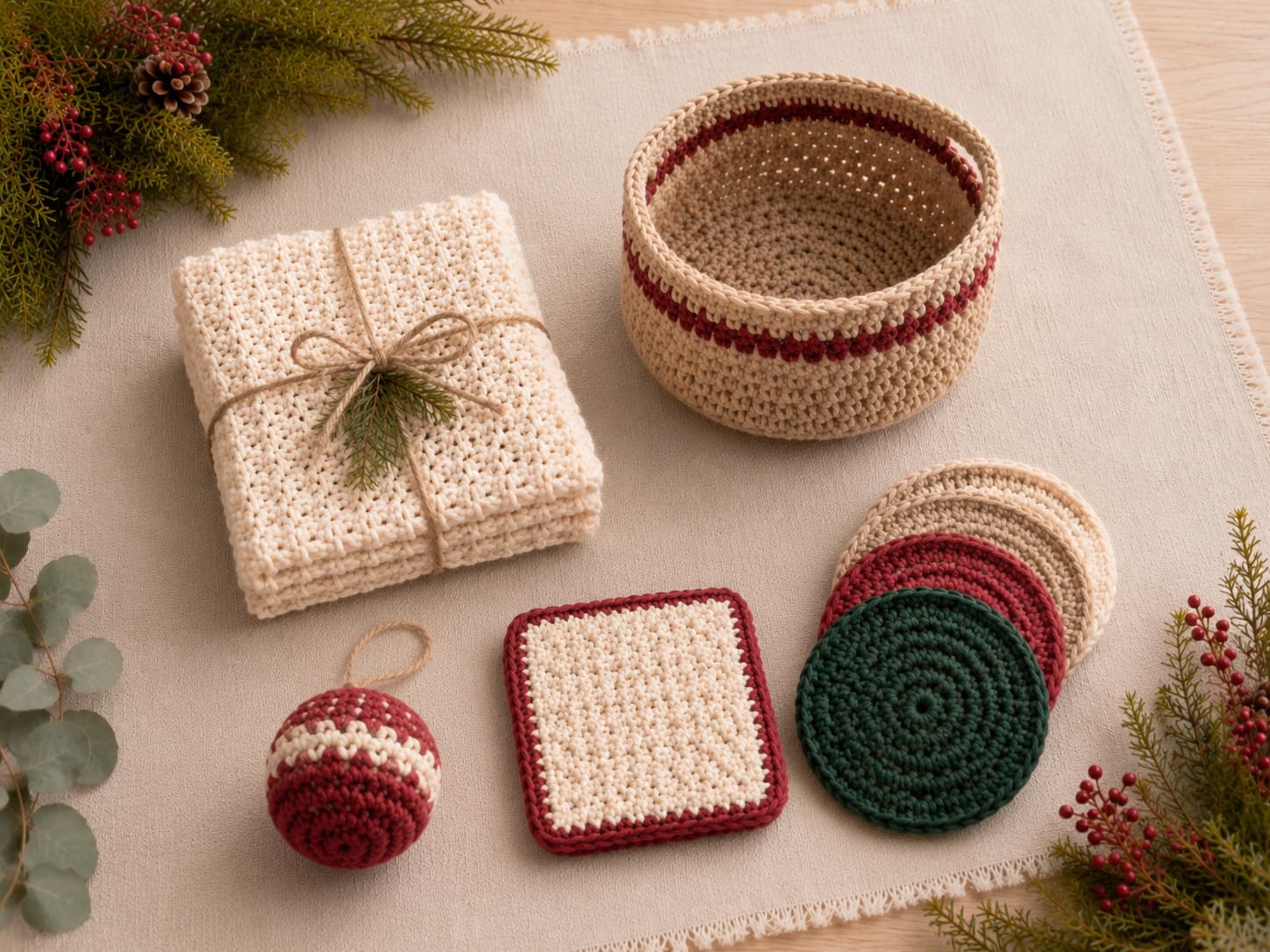 Playful handmade holiday gift ideas for kids using soft evergreen, warm ivory, and muted gold accents.