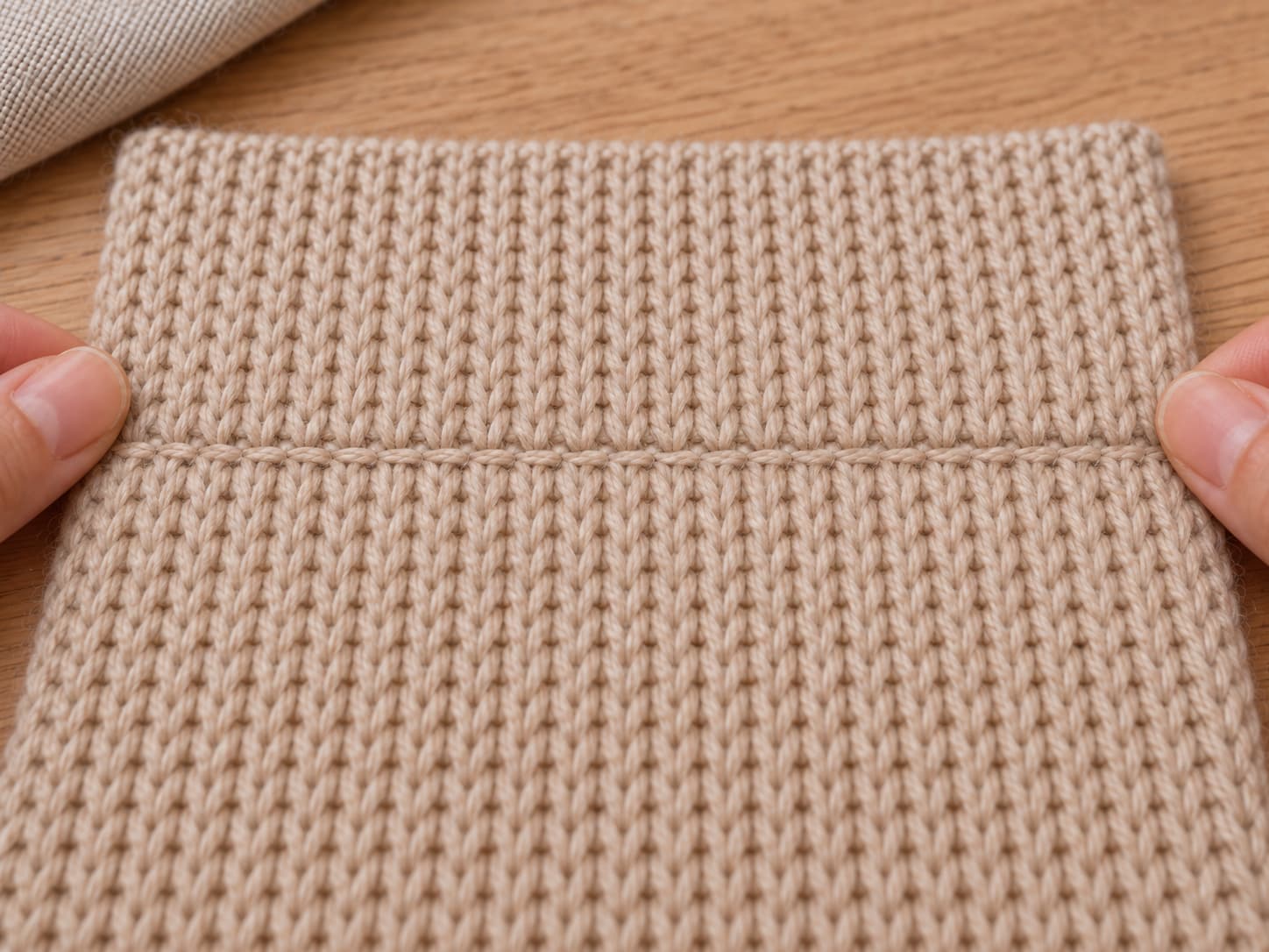 Two horizontal knitted bind-off edges joined for a stable shoulder seam